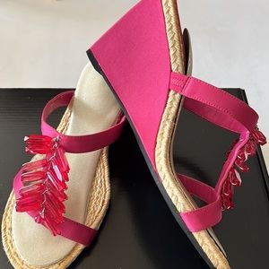 enzo angiolini lovely pretty in pink slide mule 3” high heels wedge open toe 6M
